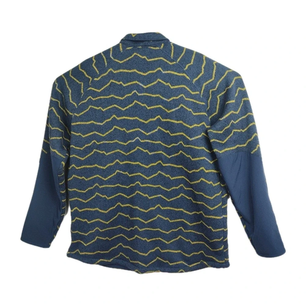 The North Face Gordon Lyons Shacket Men's XL Blue w/ Yellow Stripes Snap Up‎